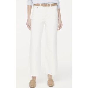 J.Crew Wide-Leg Cut Hem Jean WMNs 28 White Denim Hi-Rise Raw Hem Tall BR051 Crop